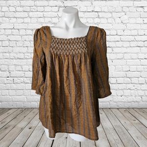 RETHM Square Neck Rayon Bohemian Blouse